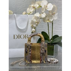 DIOR LADY SUPER MINI CROCO DOURADA MESCLADA