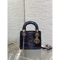 DIOR LADY SUPER MINI CROCO AZUL