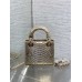 DIOR LADY SUPER MINI CROCO DOURADA