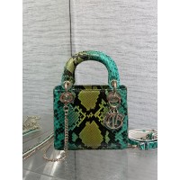 DIOR LADY SUPER MINI CROCO VERDE MESCLADO