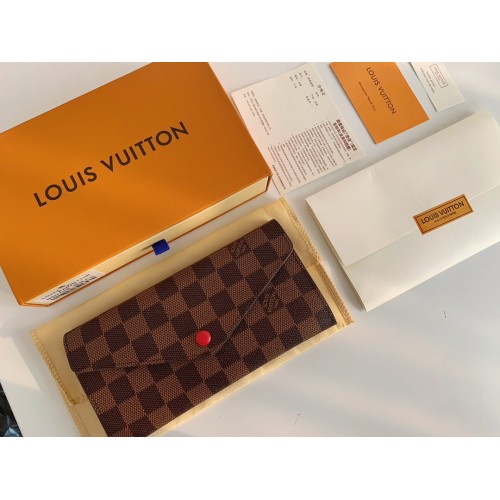 Louis Vuitton Emilie wallet Damier Ebene DE  Carteira louis vuitton, Couro  legítimo, Carteira